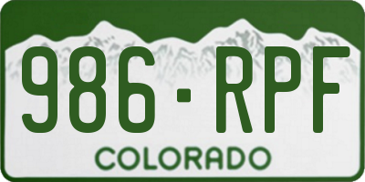 CO license plate 986RPF