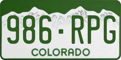 CO license plate 986RPG