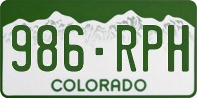CO license plate 986RPH