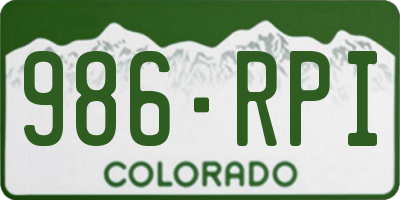 CO license plate 986RPI