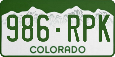 CO license plate 986RPK