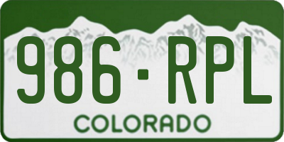 CO license plate 986RPL