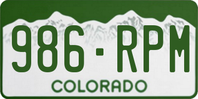 CO license plate 986RPM