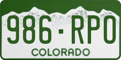 CO license plate 986RPO