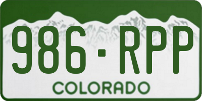 CO license plate 986RPP