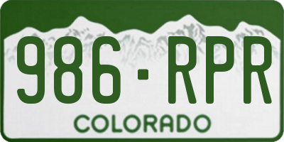 CO license plate 986RPR