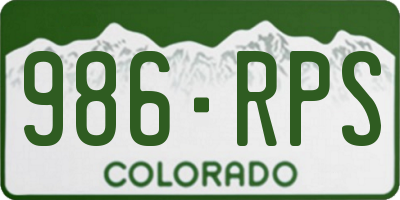 CO license plate 986RPS