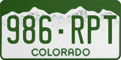 CO license plate 986RPT