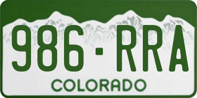 CO license plate 986RRA