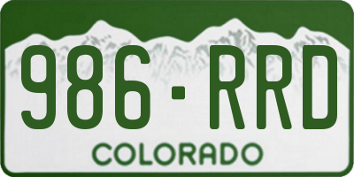 CO license plate 986RRD