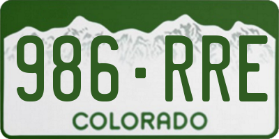 CO license plate 986RRE
