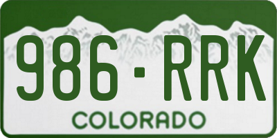 CO license plate 986RRK