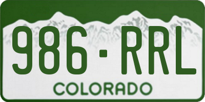 CO license plate 986RRL