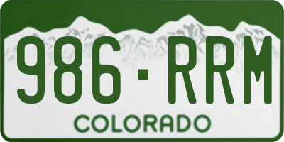 CO license plate 986RRM