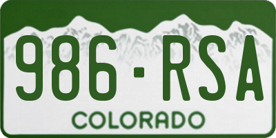 CO license plate 986RSA