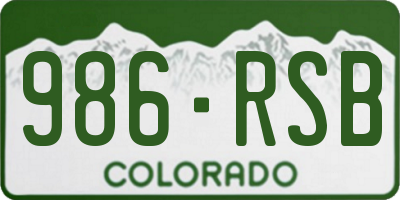 CO license plate 986RSB