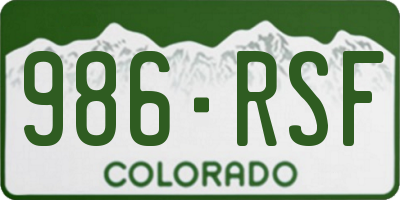 CO license plate 986RSF