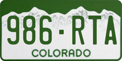 CO license plate 986RTA