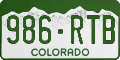 CO license plate 986RTB