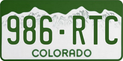 CO license plate 986RTC
