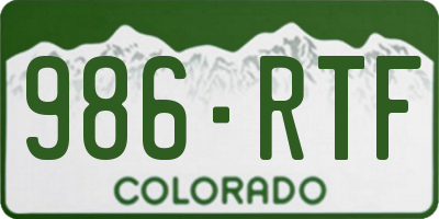 CO license plate 986RTF