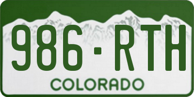 CO license plate 986RTH