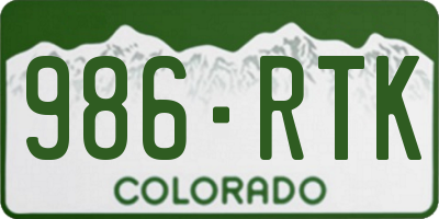 CO license plate 986RTK