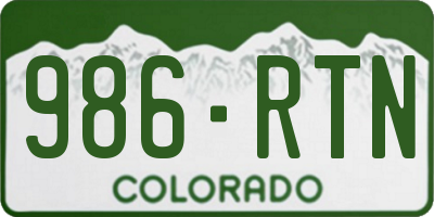 CO license plate 986RTN