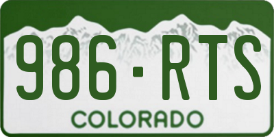 CO license plate 986RTS