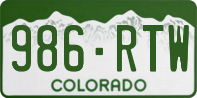 CO license plate 986RTW