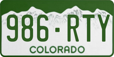 CO license plate 986RTY