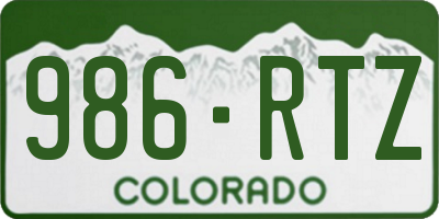 CO license plate 986RTZ
