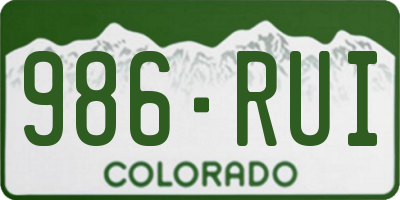 CO license plate 986RUI