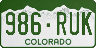 CO license plate 986RUK