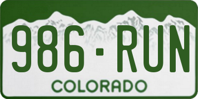 CO license plate 986RUN