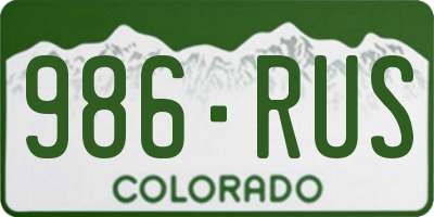 CO license plate 986RUS