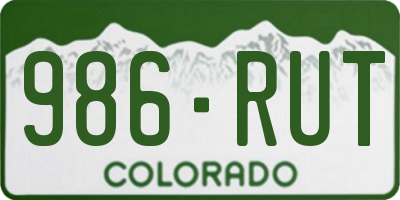 CO license plate 986RUT