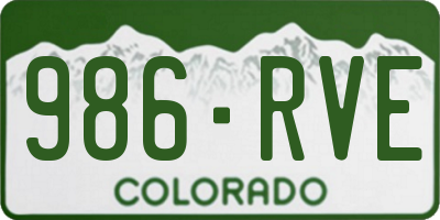 CO license plate 986RVE