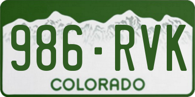CO license plate 986RVK