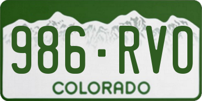 CO license plate 986RVO