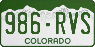 CO license plate 986RVS