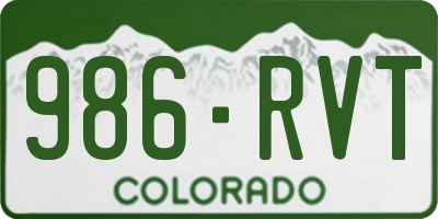 CO license plate 986RVT