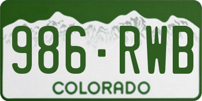 CO license plate 986RWB