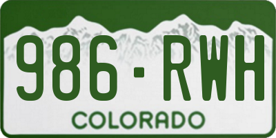 CO license plate 986RWH