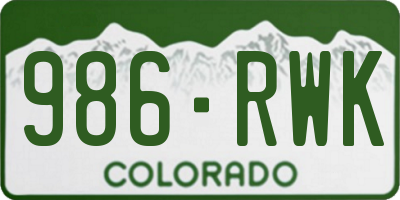 CO license plate 986RWK