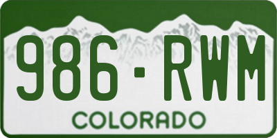 CO license plate 986RWM