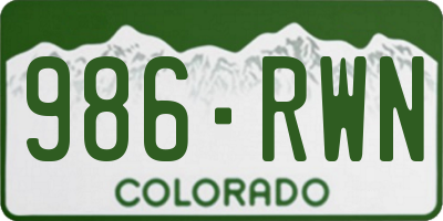 CO license plate 986RWN