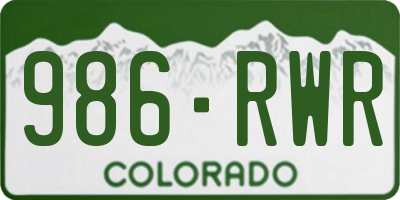 CO license plate 986RWR