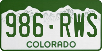 CO license plate 986RWS
