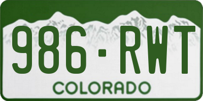 CO license plate 986RWT
